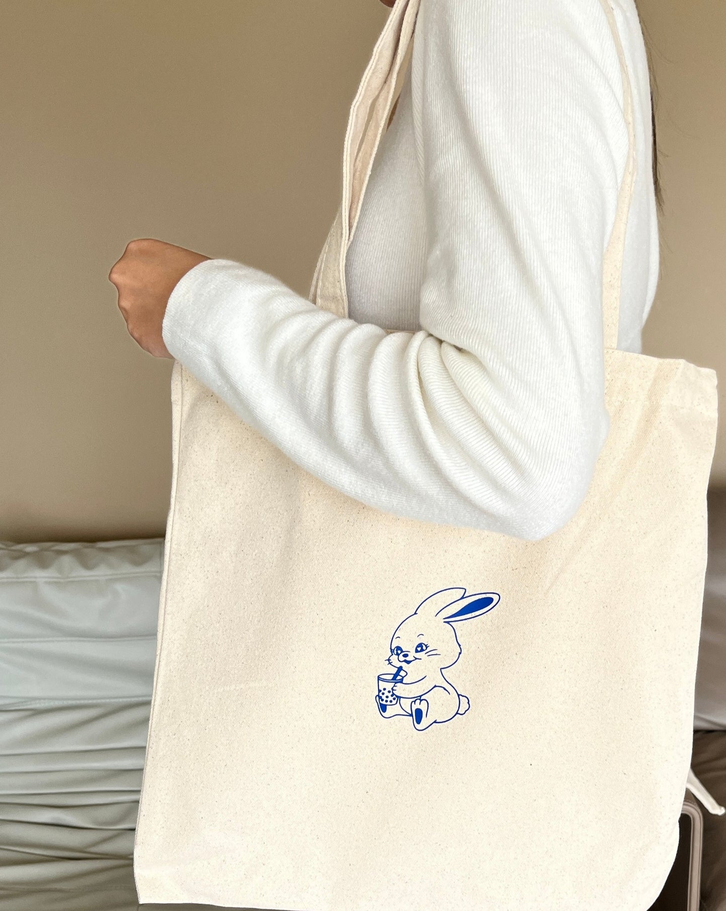 Blue Bunnie Bubble Tea Tote