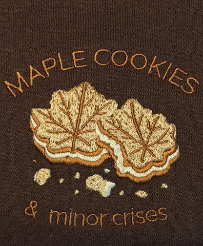 Close-up of the Maple Cookies & Minor Crises embroidery